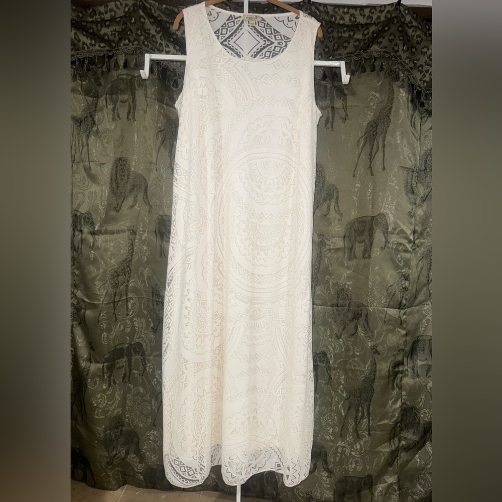ONE WORLD Cream Crochet Lace Maxi Dress